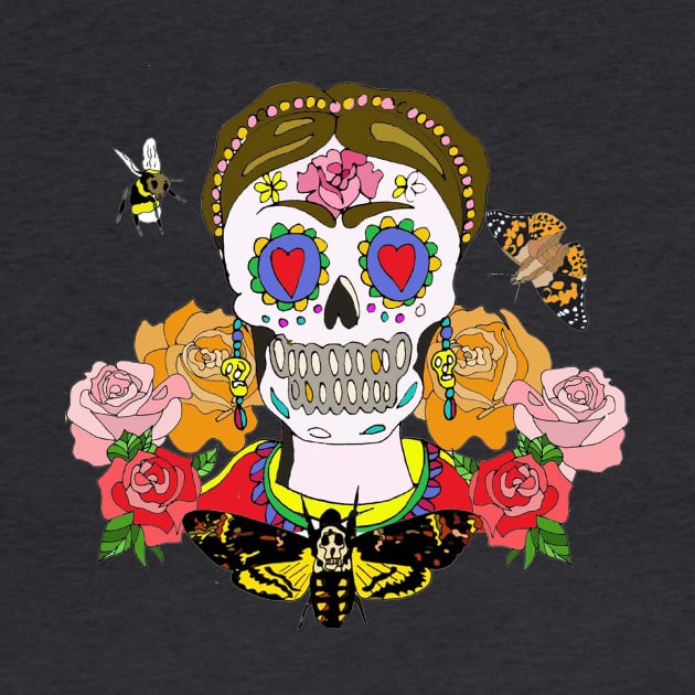 Skull and Roses with death's head moth by White B Gifts